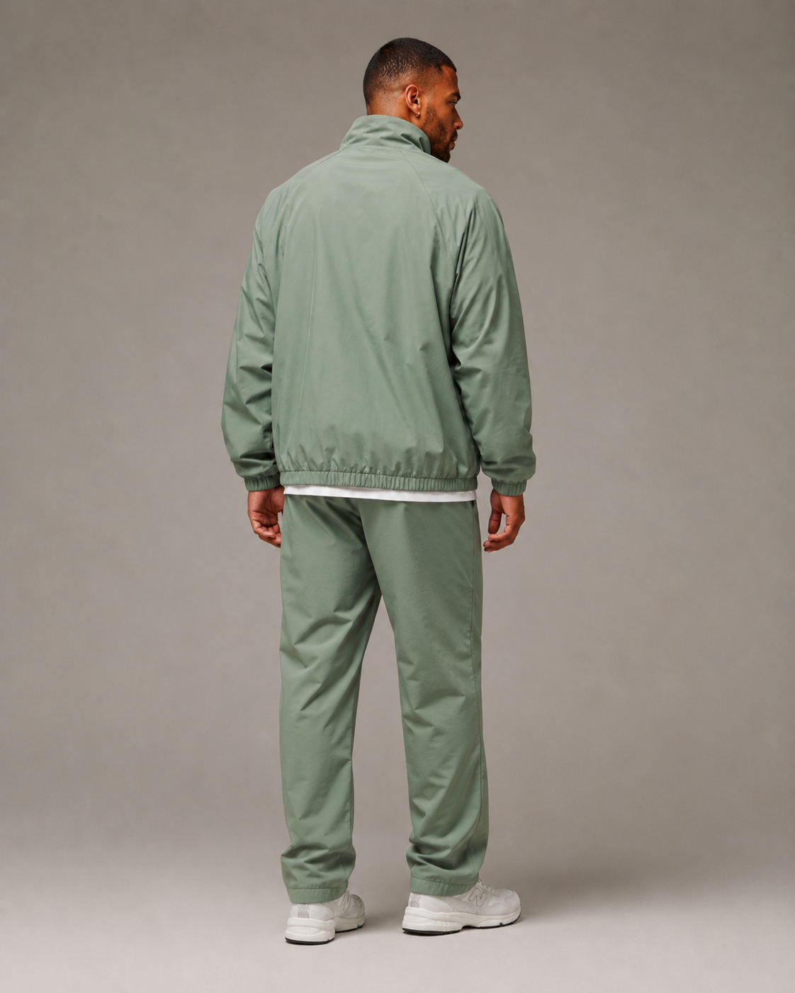 URBX Woven Zip Jacket Sage Green - Back angle left