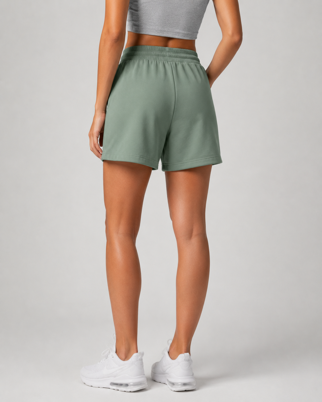URBX Oversized Training Shorts Sage Green - Back straight