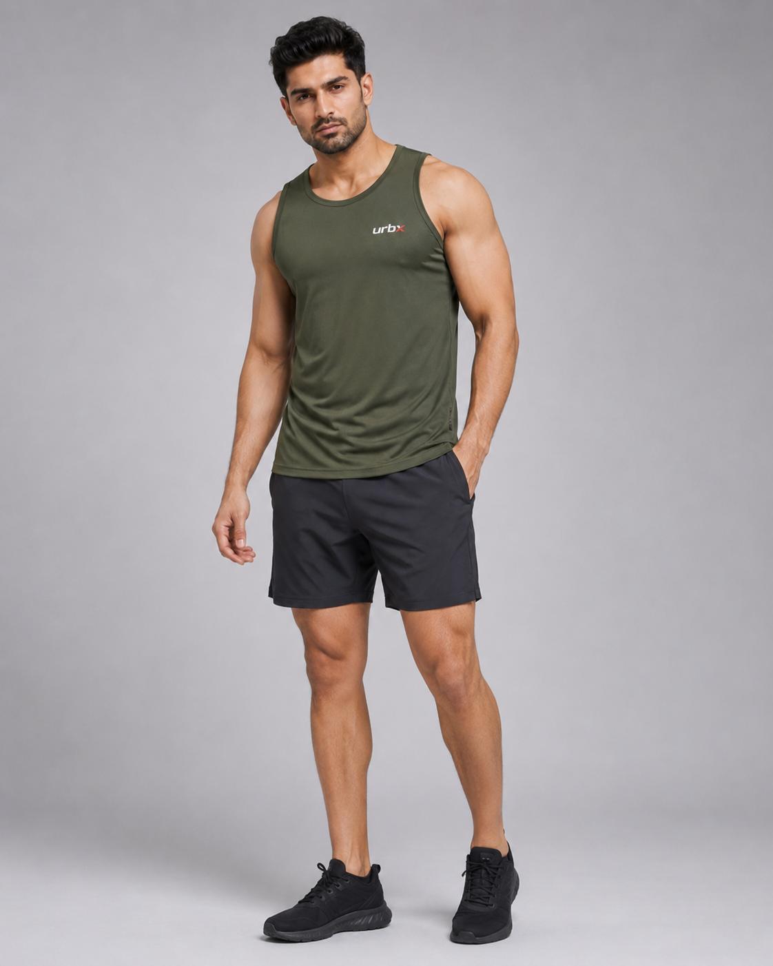 URBX Performance Tank Top Olive - Front Full Body
