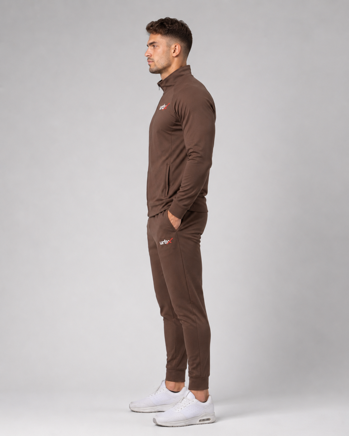 URBX Signature Tracksuit Brown – Side view
