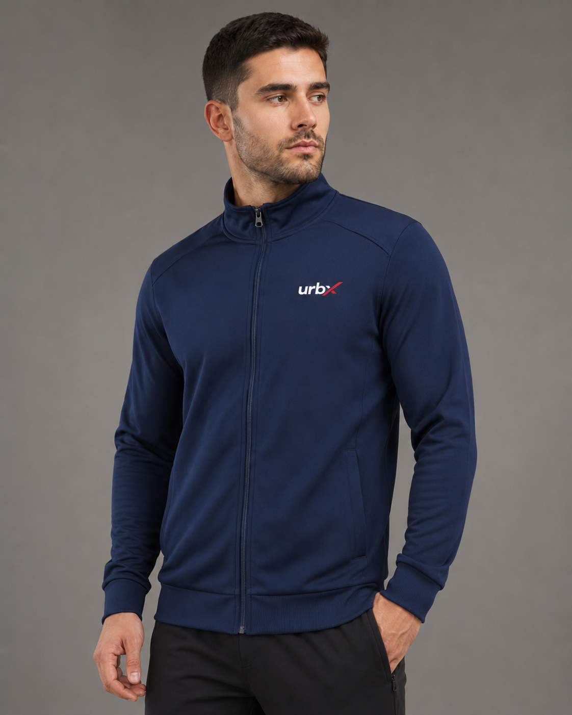 URBX Full-Zip Track Jacket Navy – Front relaxed view