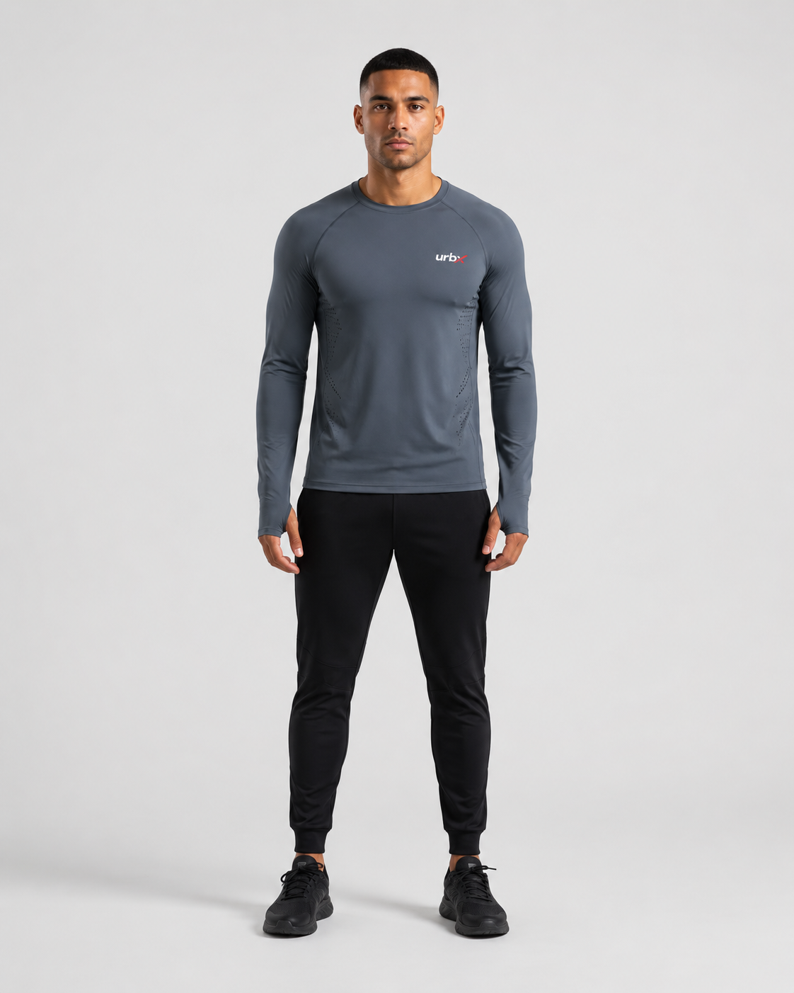 URBX Performance Long Sleeve Top Slate Blue - Front view