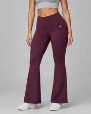 URBX High Waist Flare Leggings Deep Plum - Front angle close up