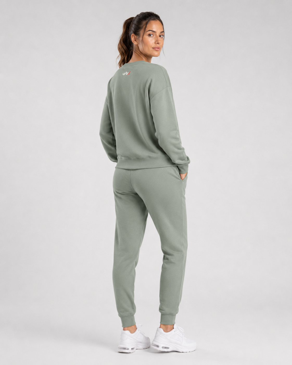 URBX Loungewear Set Sage – Back angle view