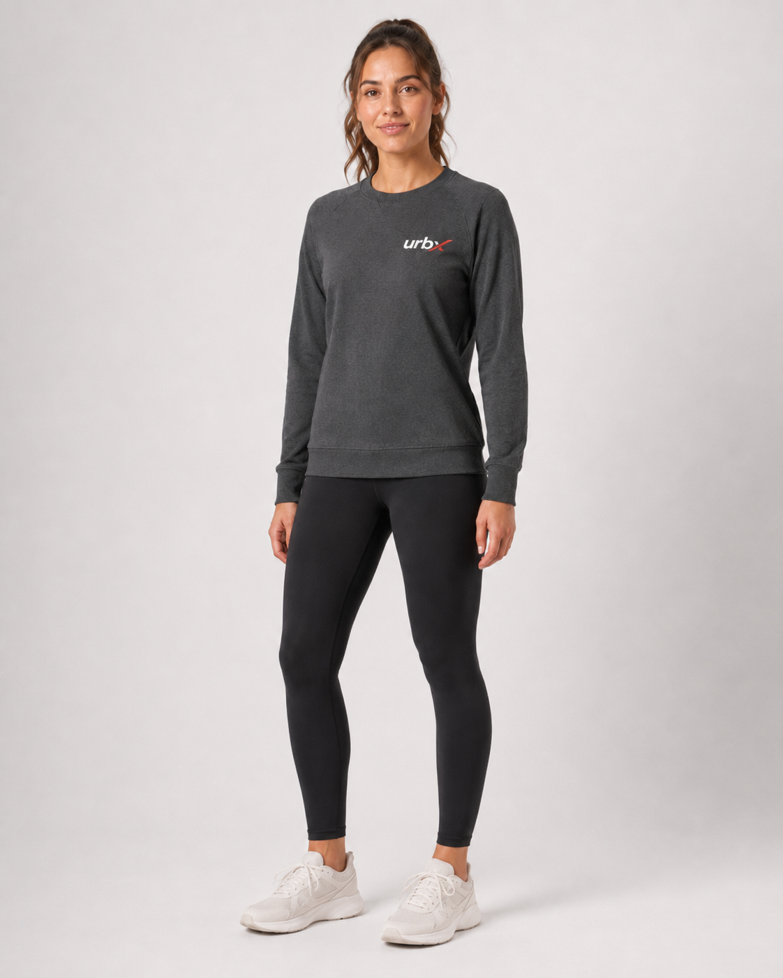 URBX Essential Crewneck Sweatshirt Charcoal – Front relaxed view