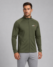 URBX Pro Zip-Up Track Jacket Olive - Close Up Front