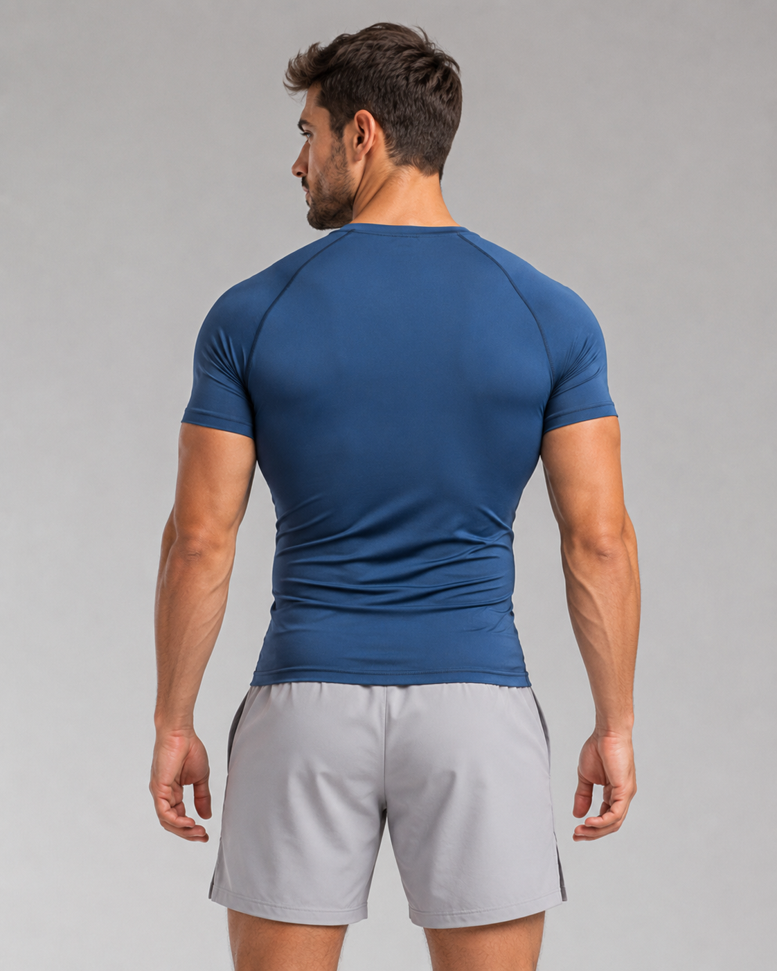 URBX Compression Base Layer Tee Navy Blue - Back angle