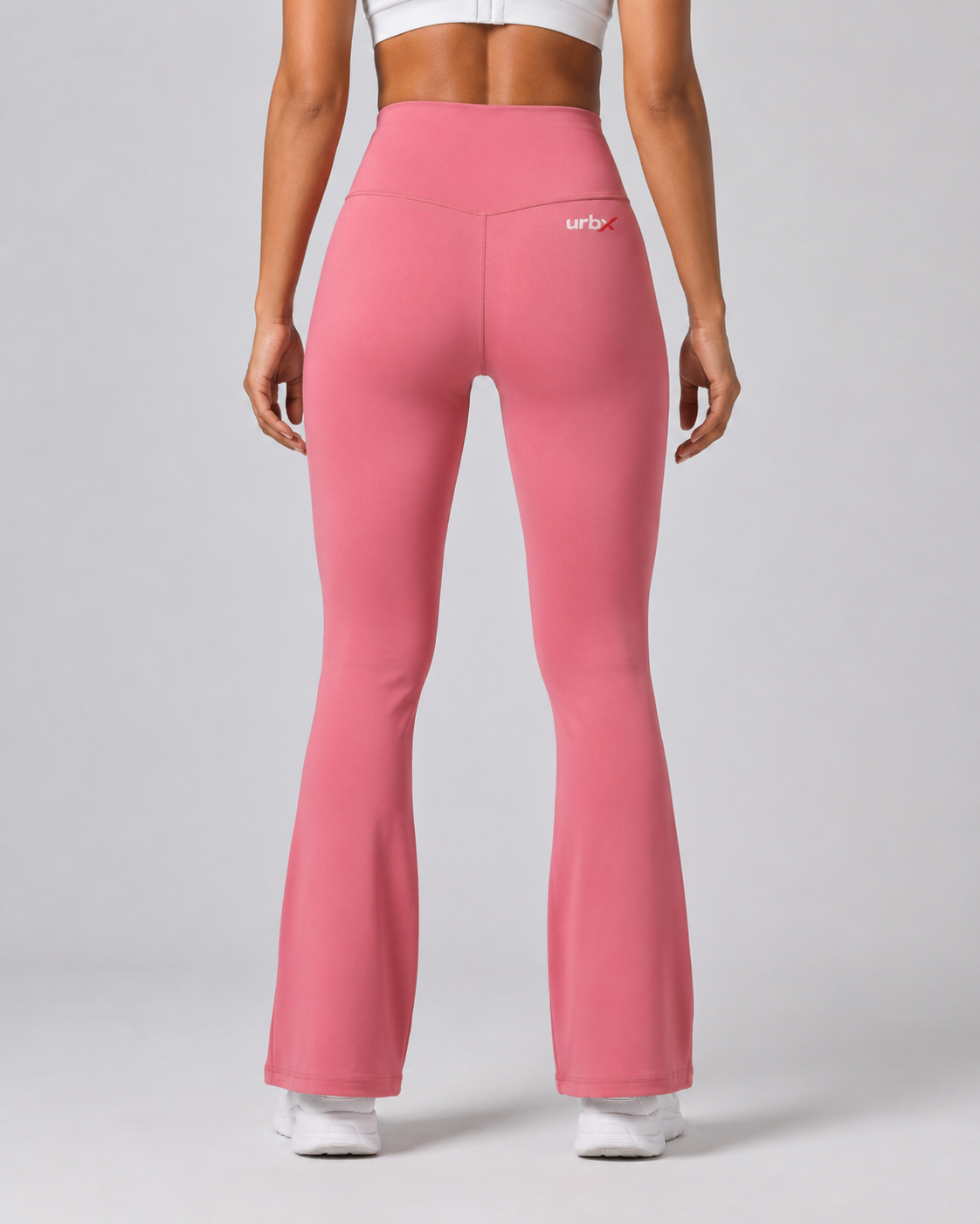 URBX High-Waist Flare Leggings Pink – Back angle view