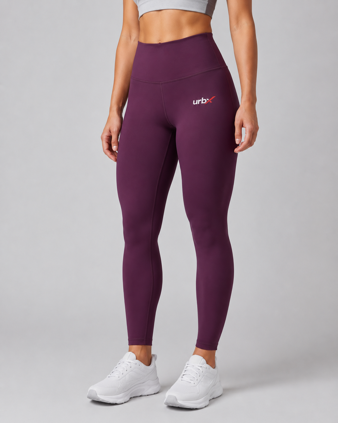 URBX High-Waist Performance Leggings Plum - Front Relaxed View