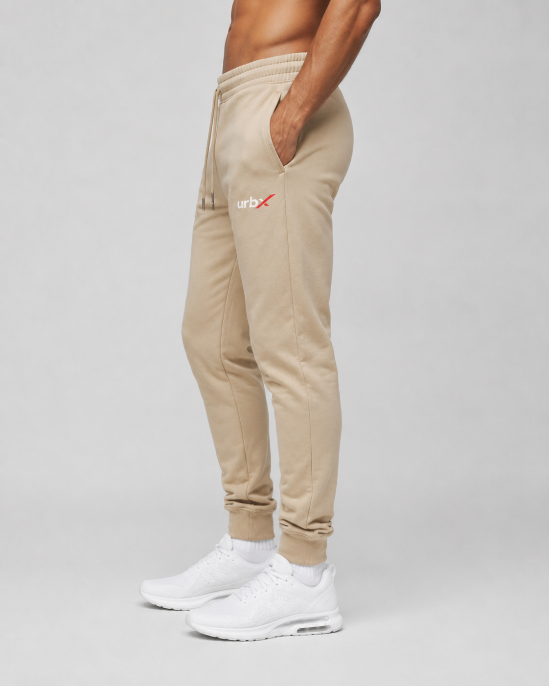 URBX Slim Fit Joggers Sand – Side view