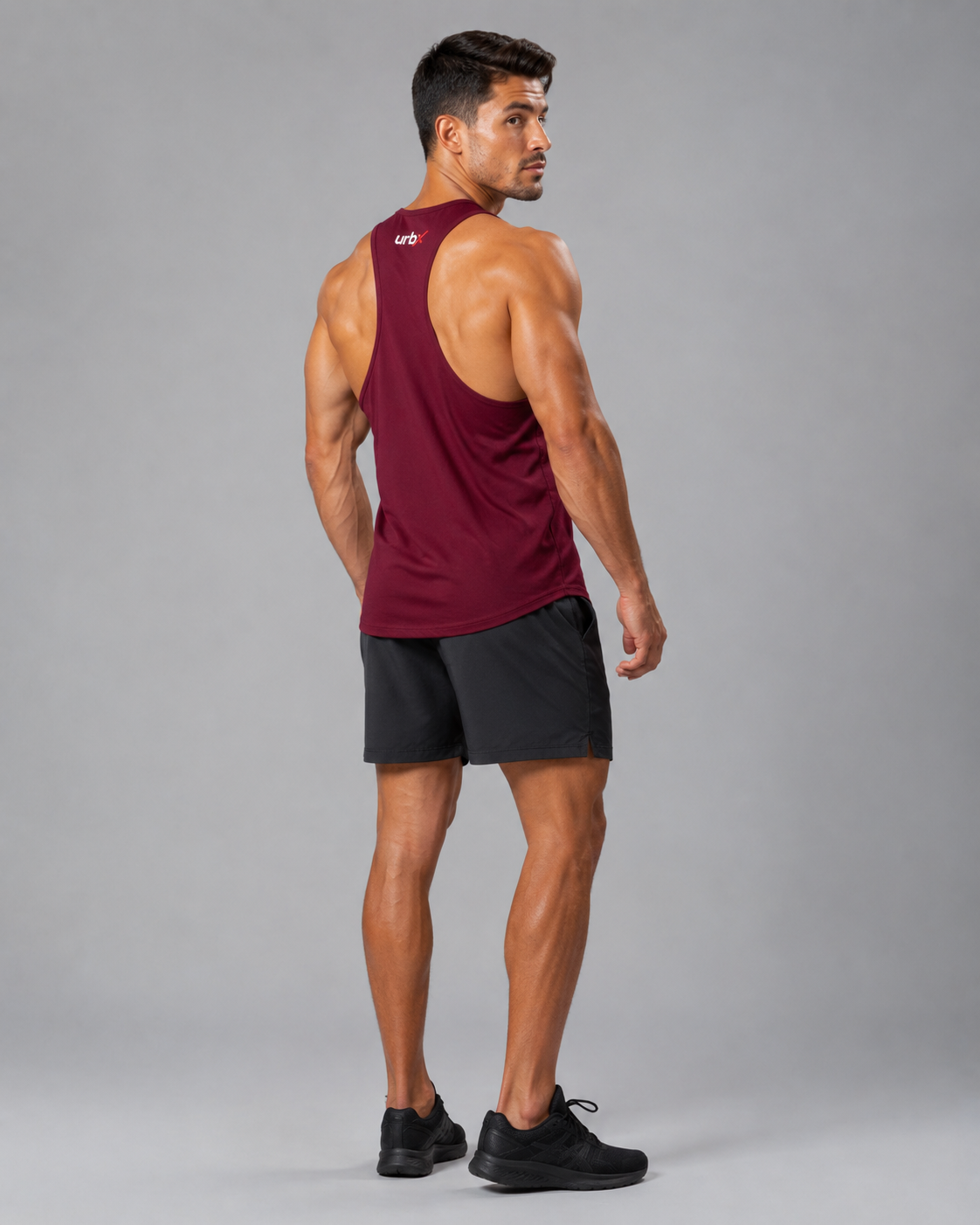 URBX Racerback Stringer Tank Burgundy - Back full