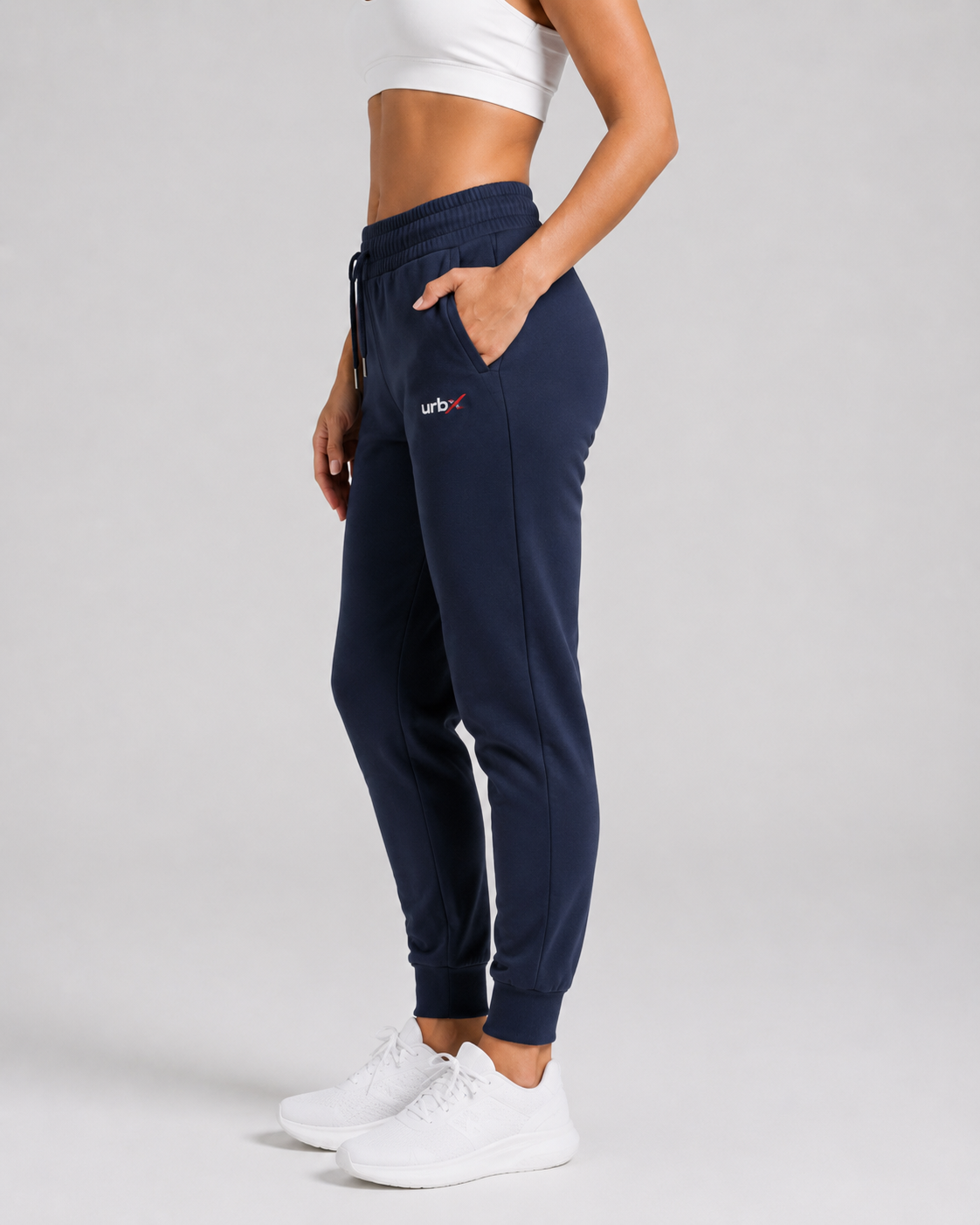 URBX Slim Fit Joggers Navy – Side view