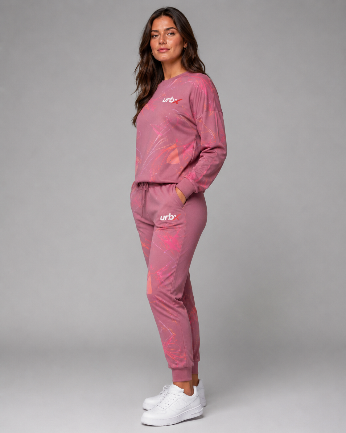 URBX Graphic Loungewear Set Dusty Rose – Side view