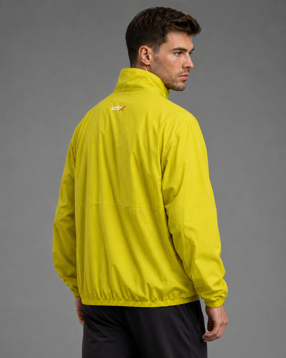 URBX Windbreaker Jacket Yellow – Back angle view