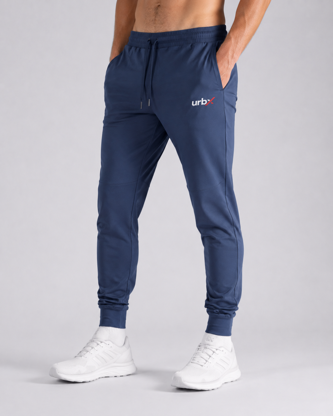 URBX Slim Fit Joggers Navy - Three Quarter Front View