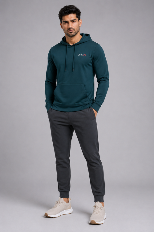 URBX Essential Pullover Hoodie Teal - Full Body Front