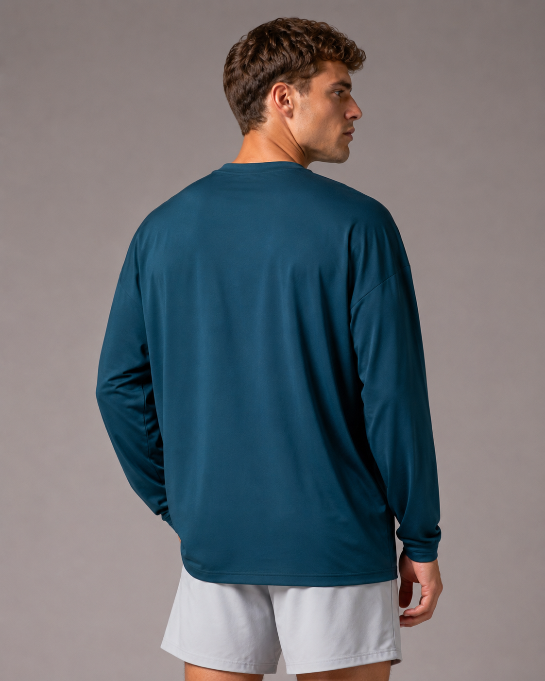 URBX Oversized Long Sleeve Top Ocean Teal - Back view