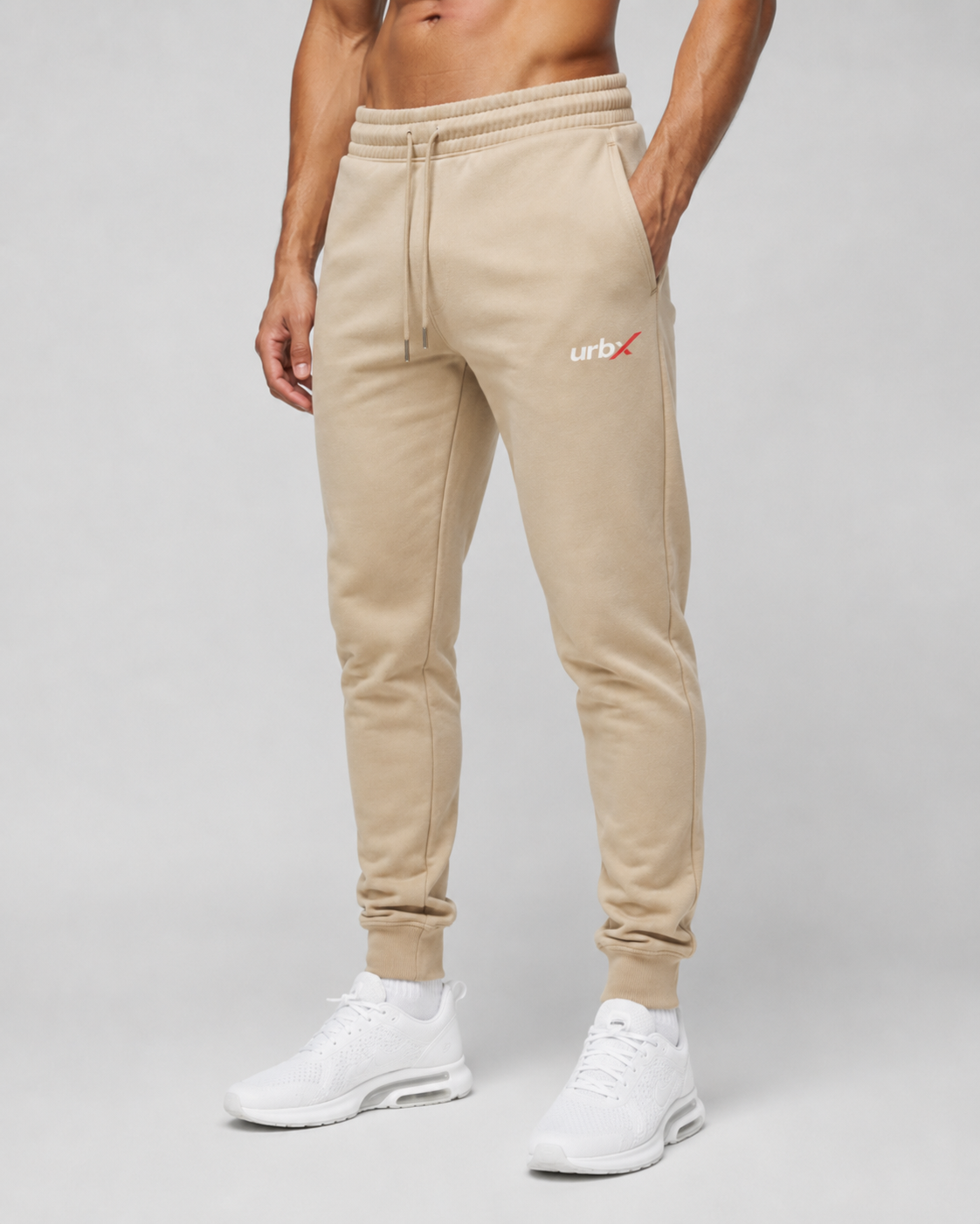 URBX Slim Fit Joggers Sand – Front angle view