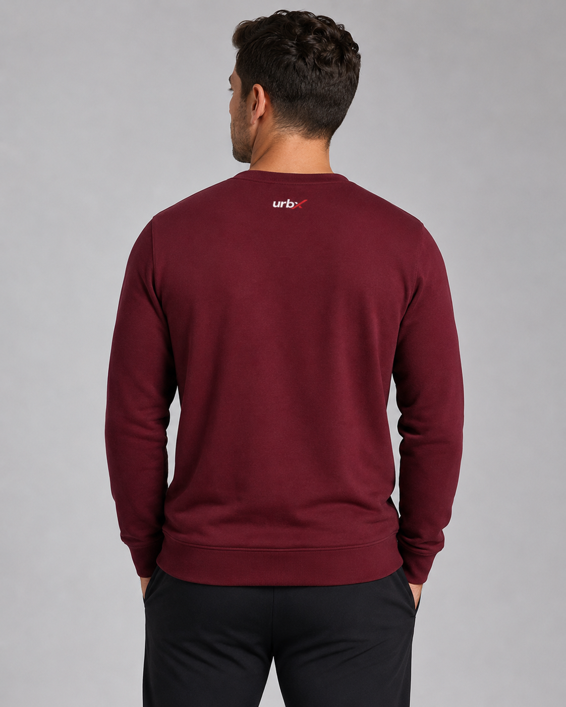 URBX Essential Crewneck Sweatshirt Burgundy – Back view