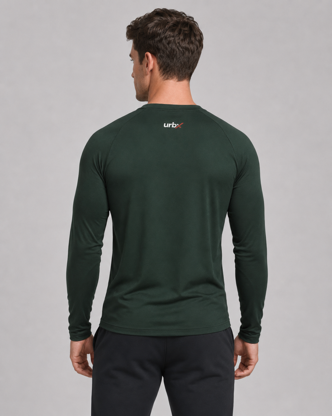URBX Long Sleeve Performance Top Forest Green – Back view