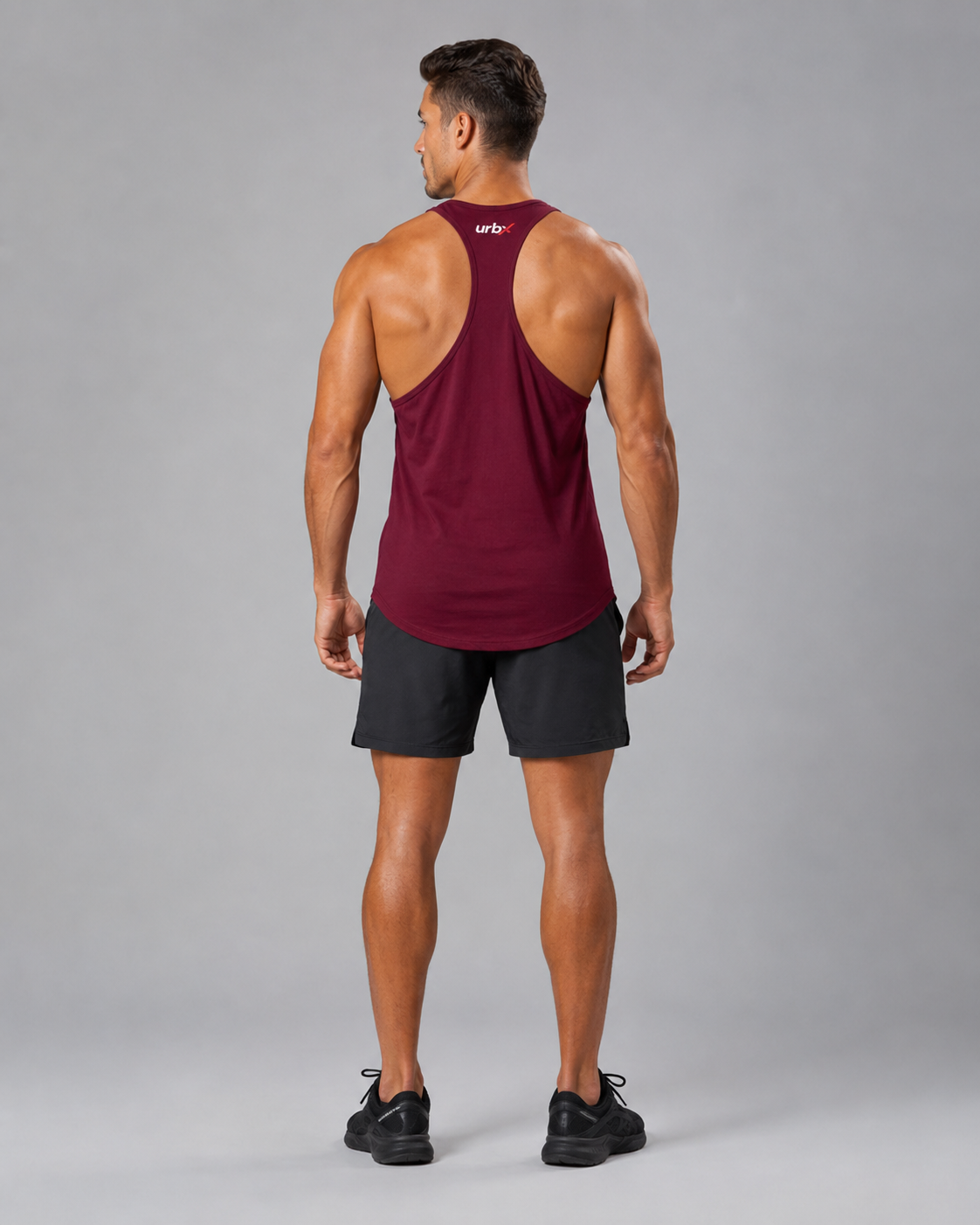 URBX Racerback Stringer Tank Burgundy - Back view