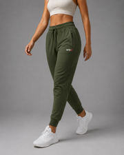 URBX Women Tapered Training Pants Olive - Back Three Quarter View