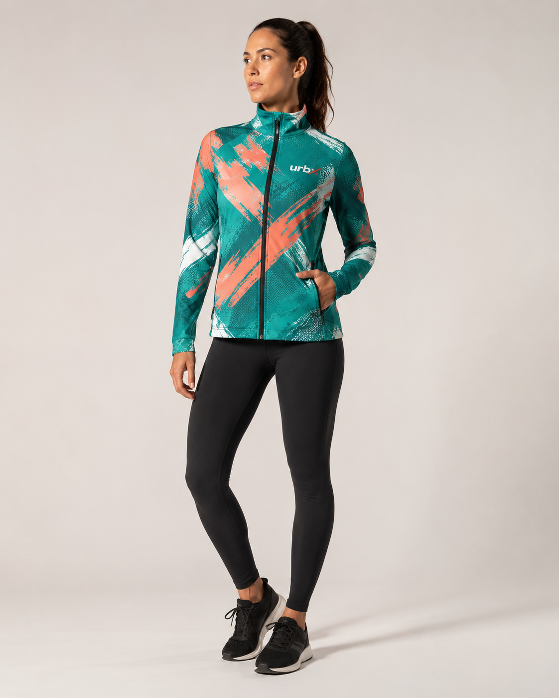 URBX Graphic Performance Jacket Teal – Front straight view