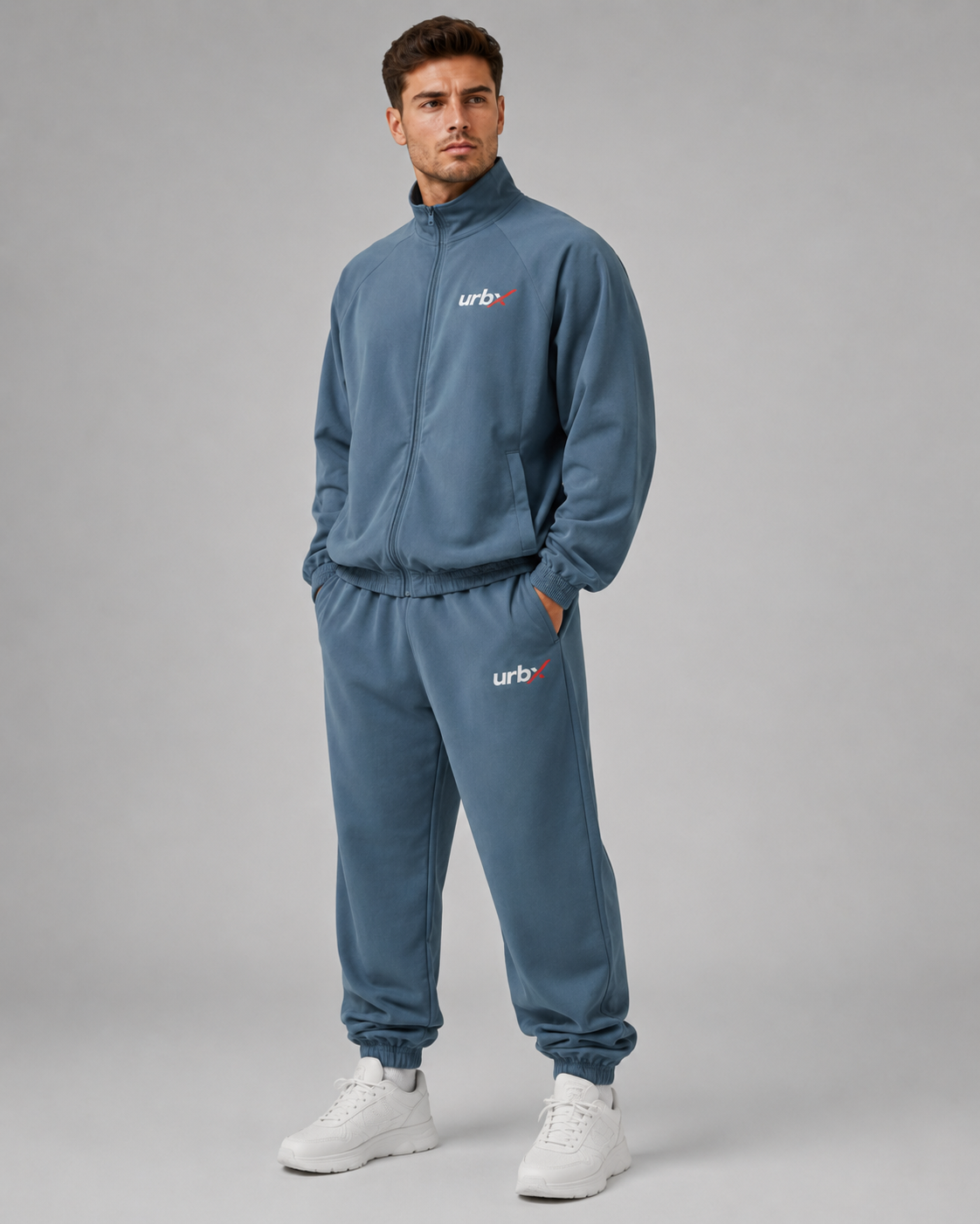 URBX Tracksuit Set Slate Blue - Front angle