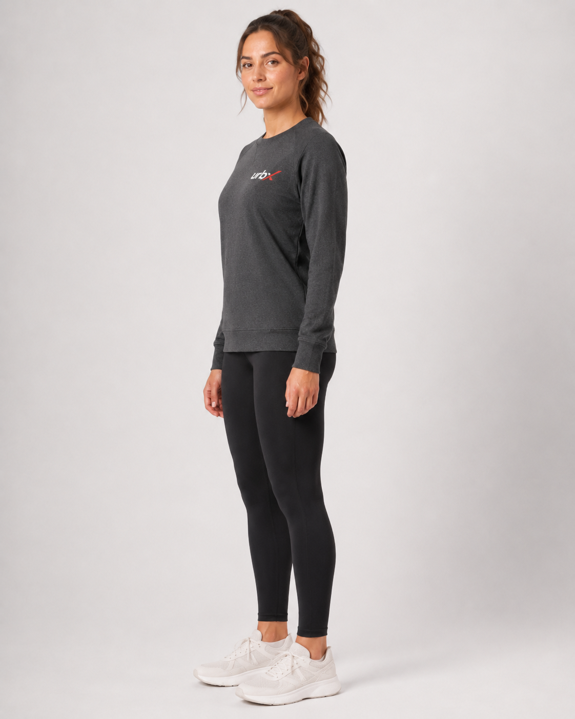 URBX Essential Crewneck Sweatshirt Charcoal – Side view