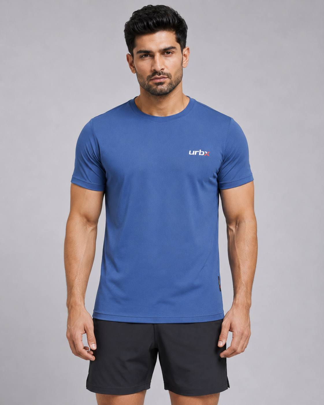 URBX Essential Training Tee Steel Blue - Three Quarter View