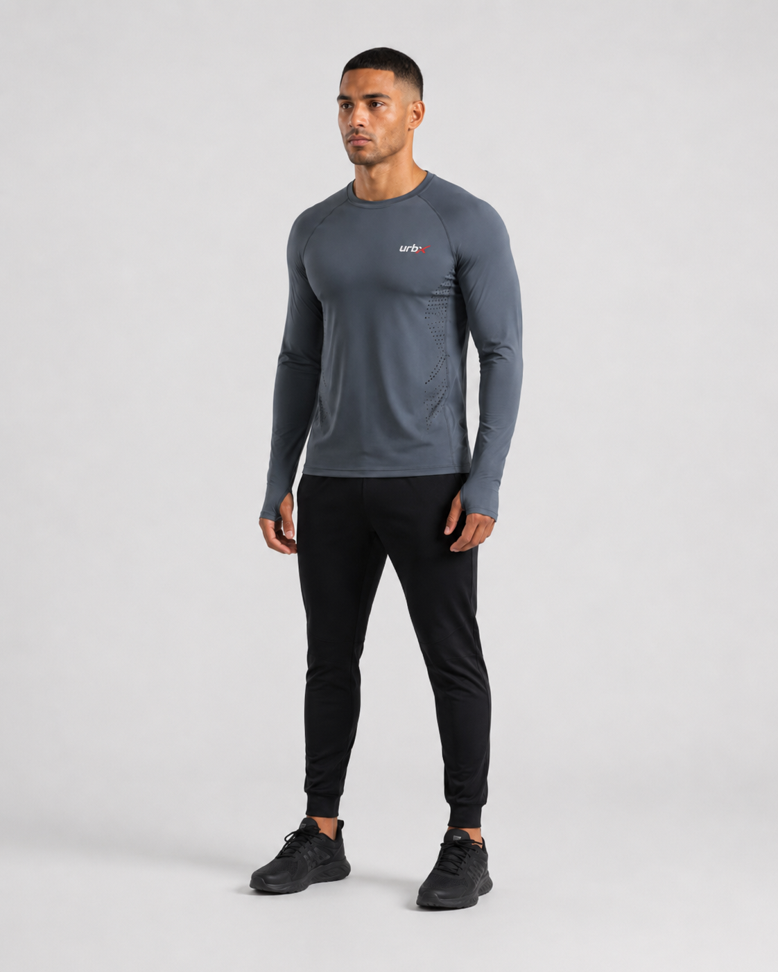 URBX Performance Long Sleeve Top Slate Blue - Front angle view