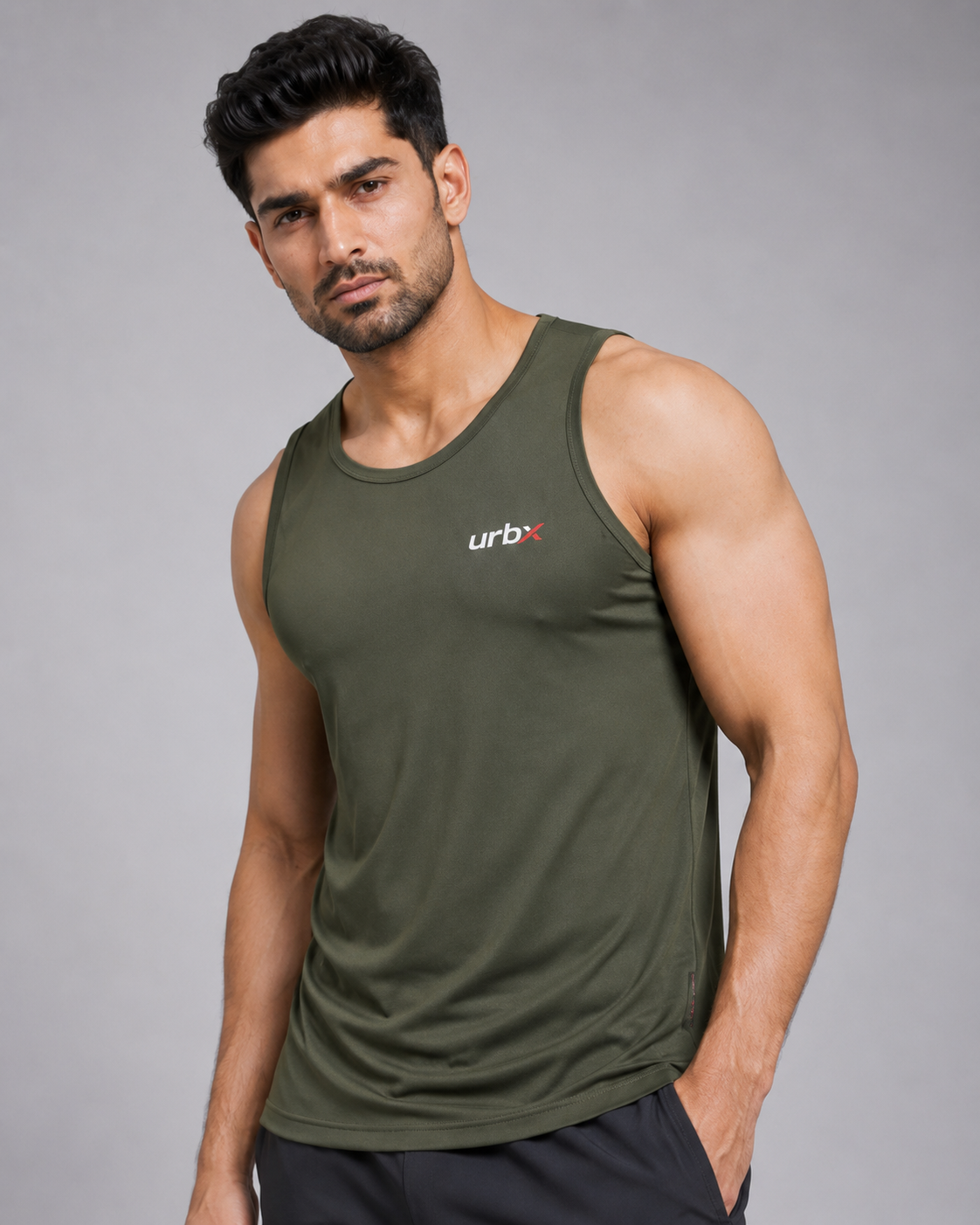 URBX Essential Training Tee Steel Blue - Front Close Up