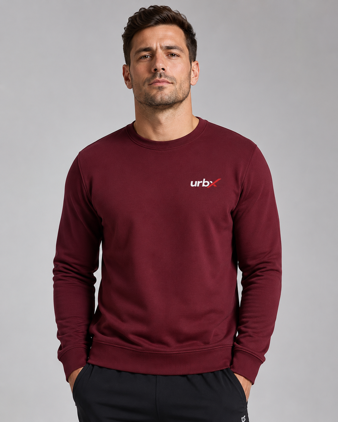 URBX Essential Crewneck Sweatshirt – Burgundy