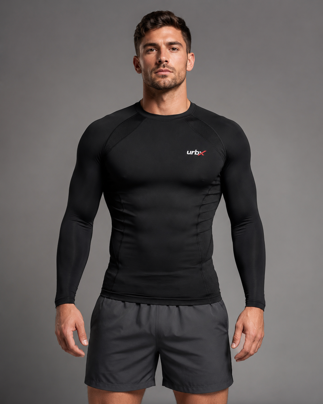 URBX Compression Base Layer Top Black - Front view 2