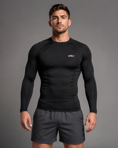 URBX Compression Base Layer Top Black - Front view 2