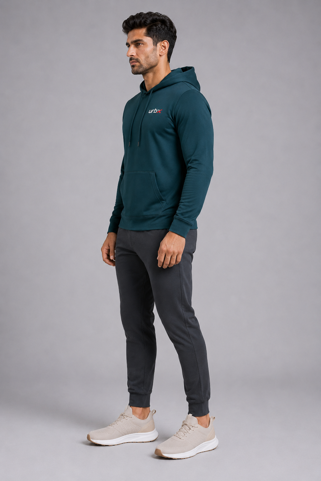 URBX Essential Pullover Hoodie Teal - Side Profile