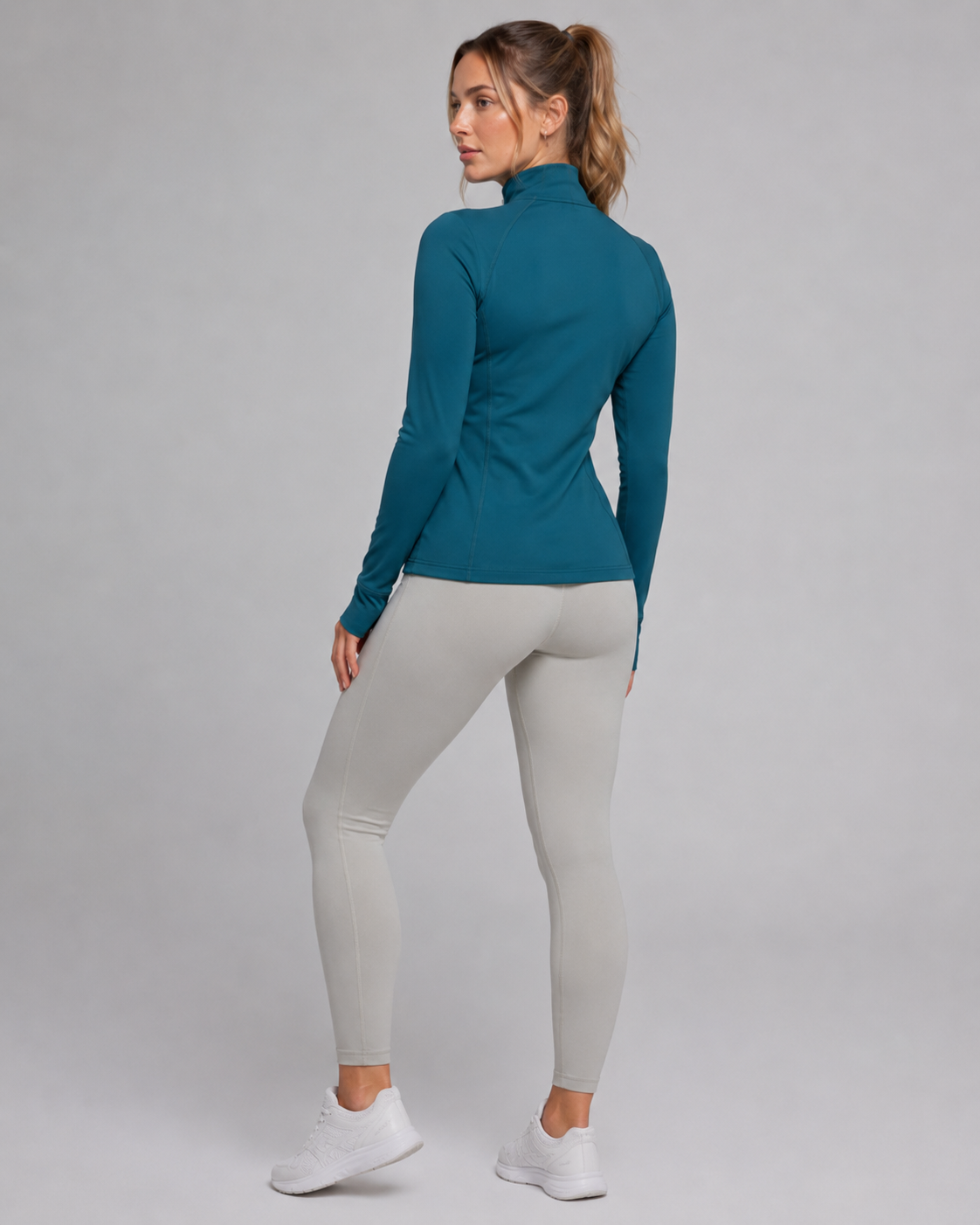 URBX Women Pro Full-Zip Jacket Teal - Back Full Body View