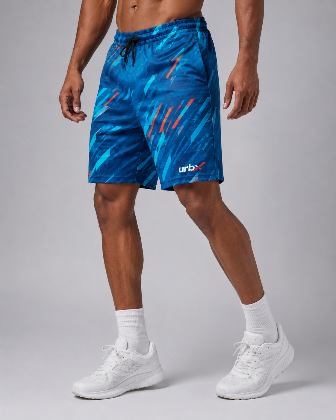URBX Graphic Training Shorts Blue – Side view
