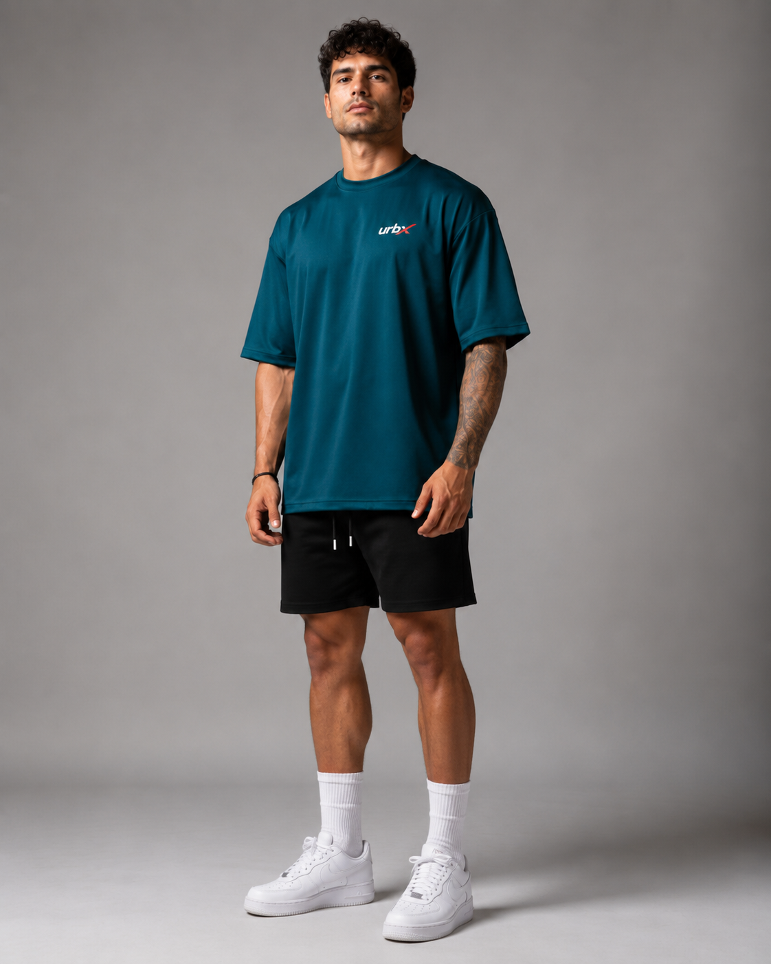 URBX Oversized Tee Teal - Standing front