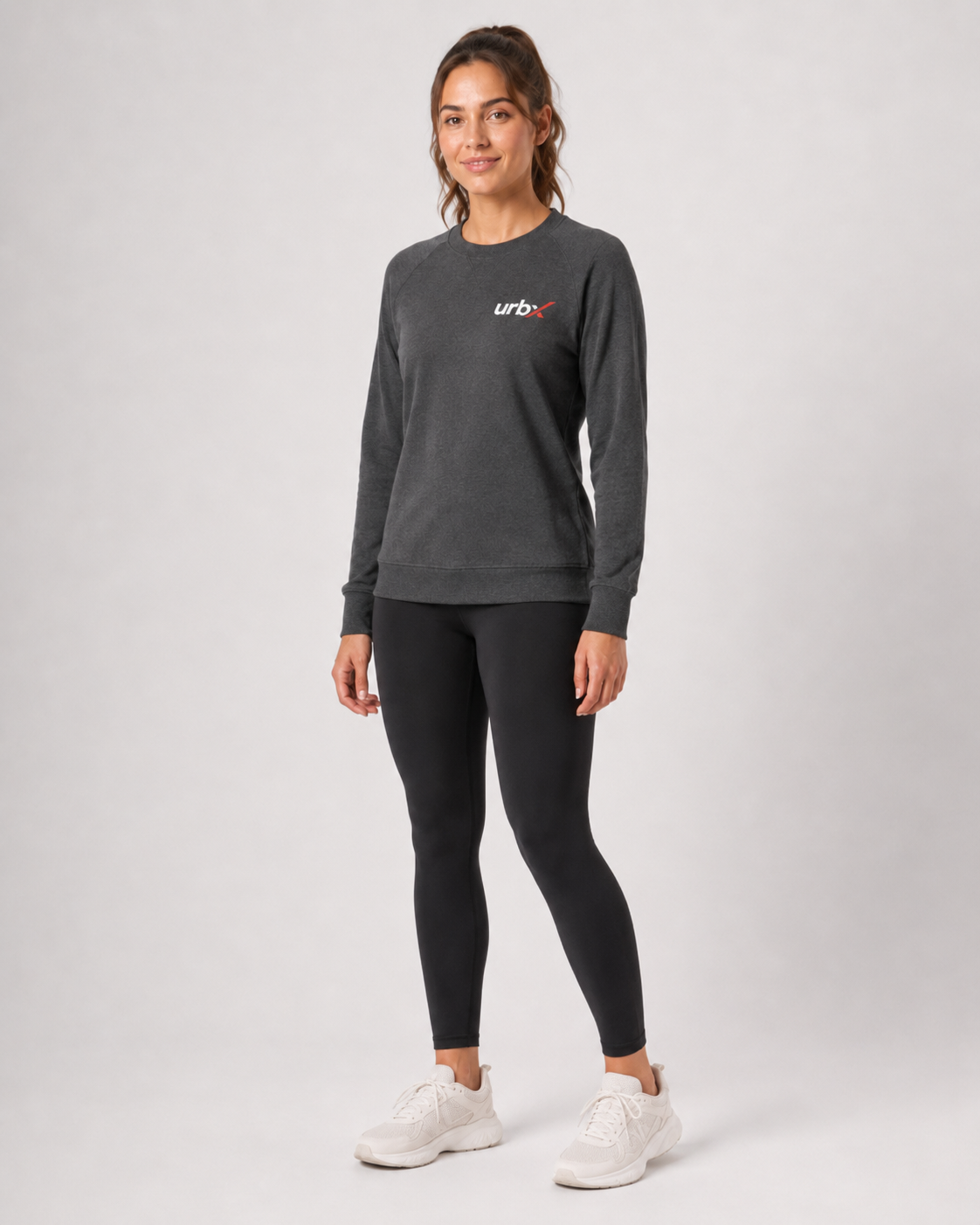 URBX Essential Crewneck Sweatshirt Charcoal – Front pose view