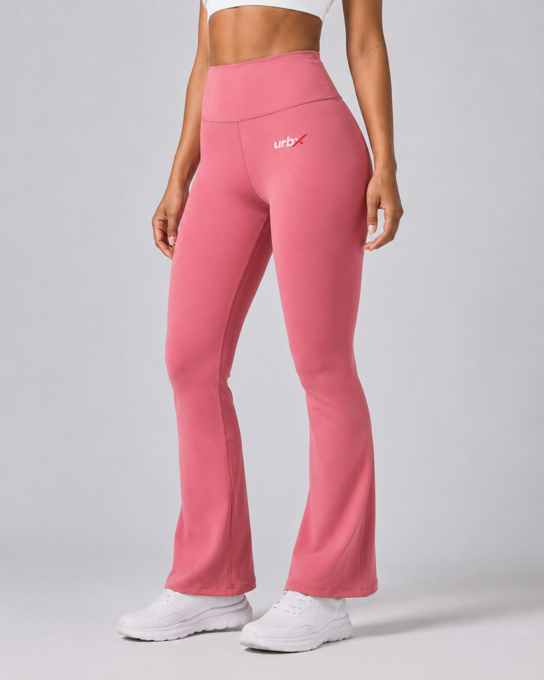 URBX High-Waist Flare Leggings Pink – Side view