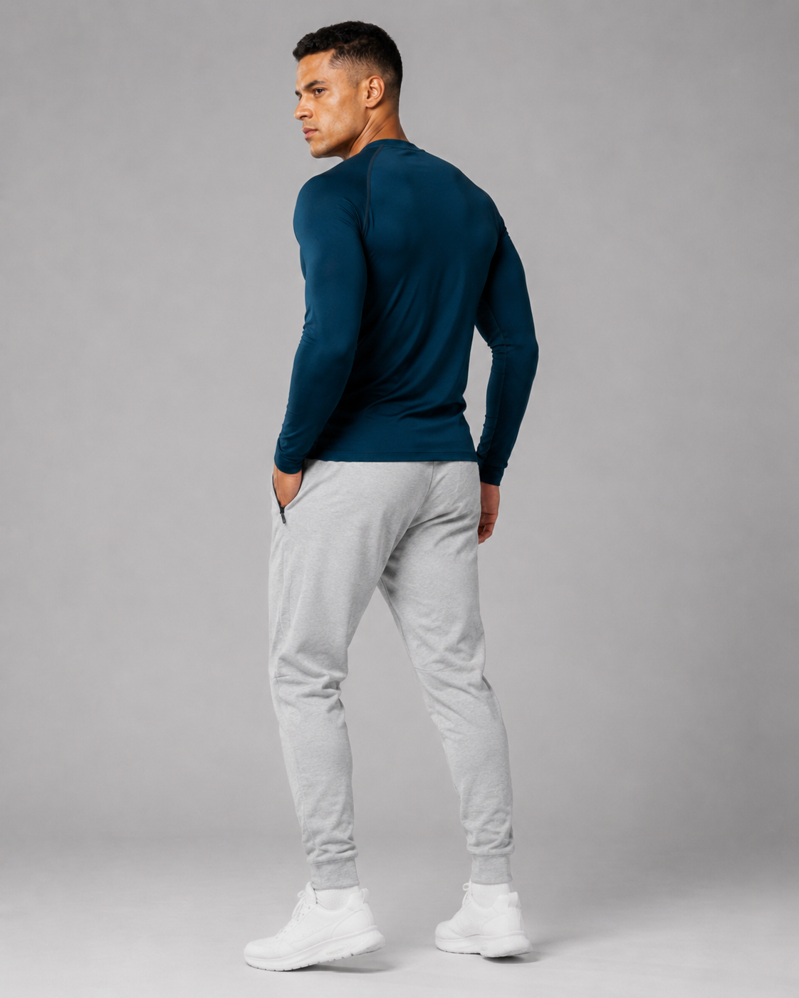 URBX Raglan Long Sleeve Top Teal - Three Quarter Front View
