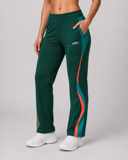 URBX Colour-Block Track Pants Forest Green – Front angle view