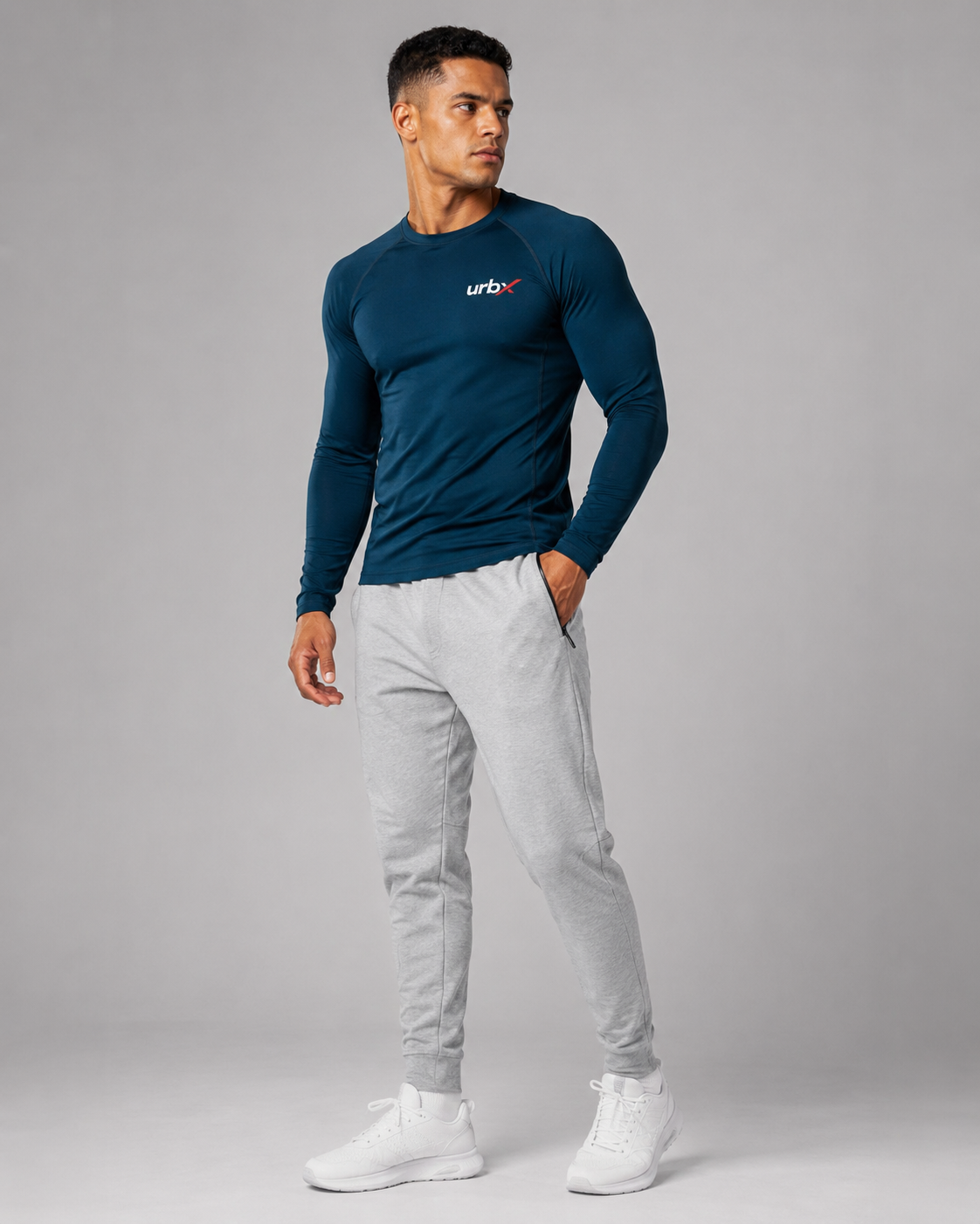 URBX Raglan Long Sleeve Top Teal - Front Full Body