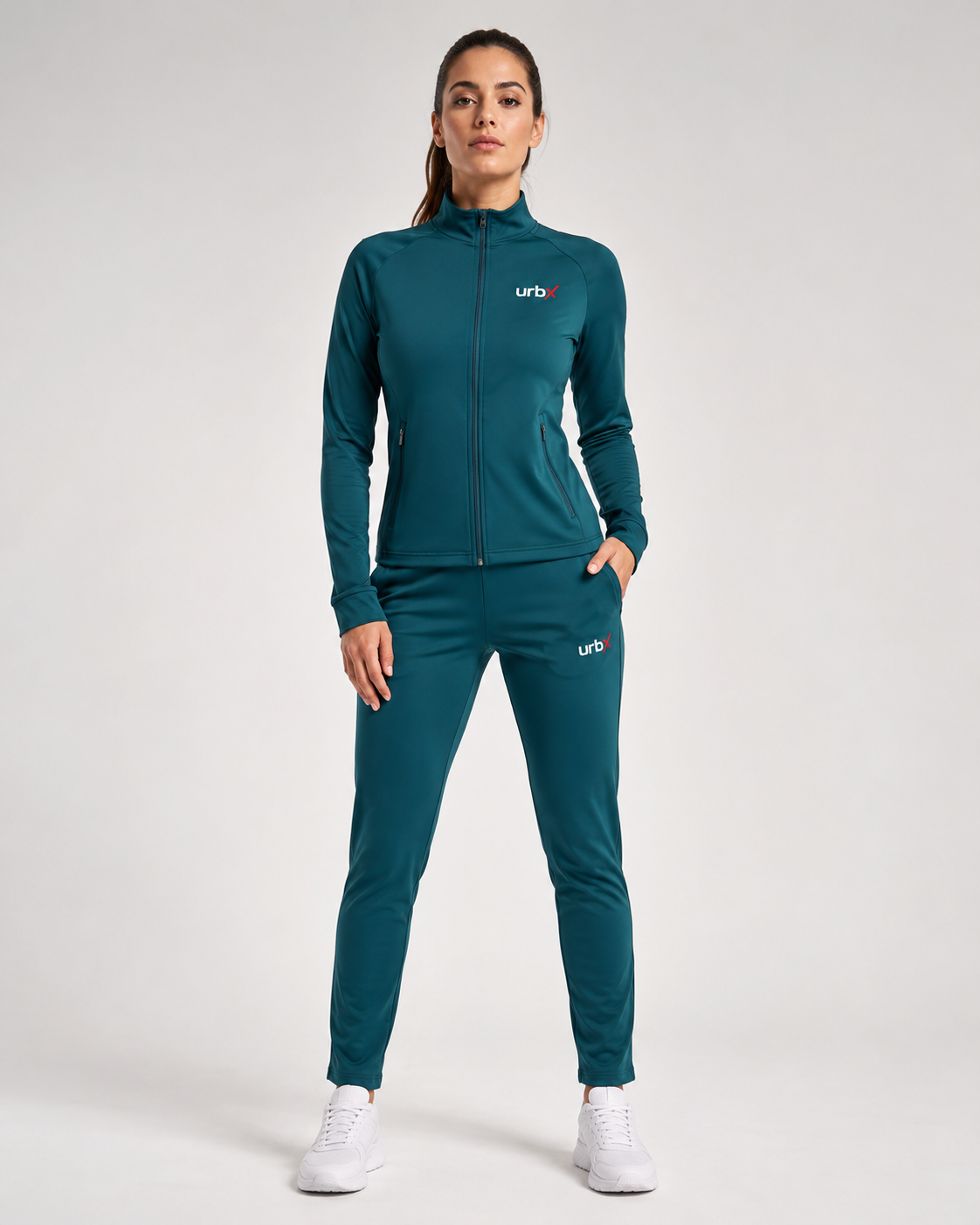 URBX Women Signature Tracksuit Deep Teal - Front View
