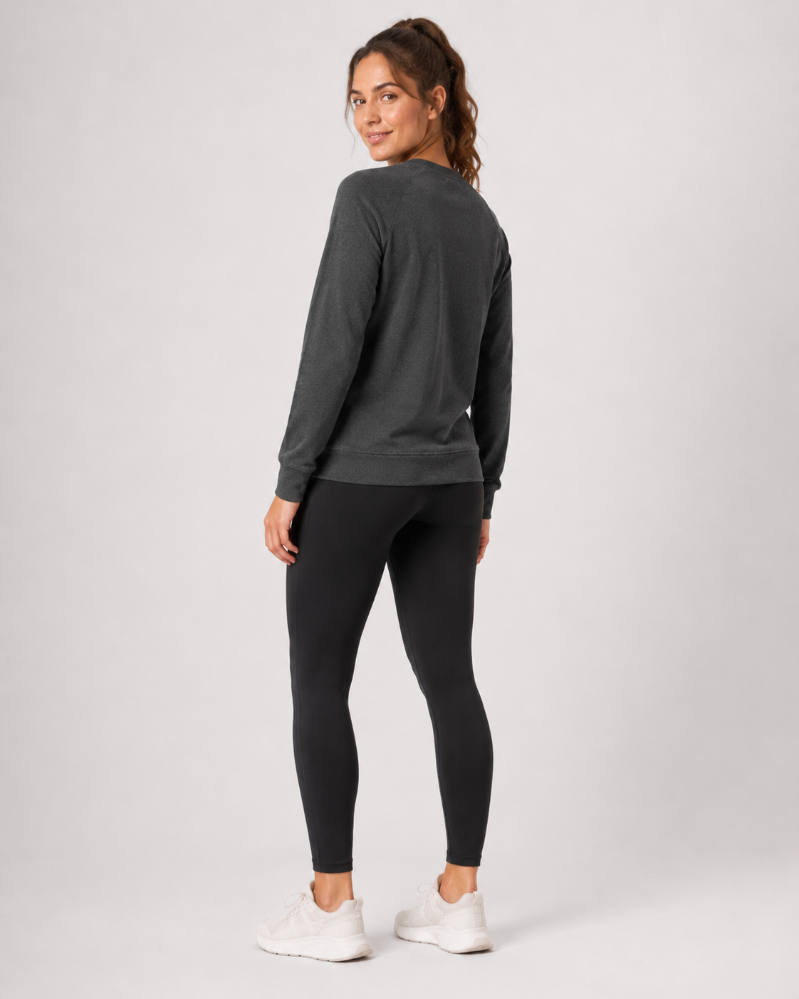 URBX Essential Crewneck Sweatshirt Charcoal – Back angle view
