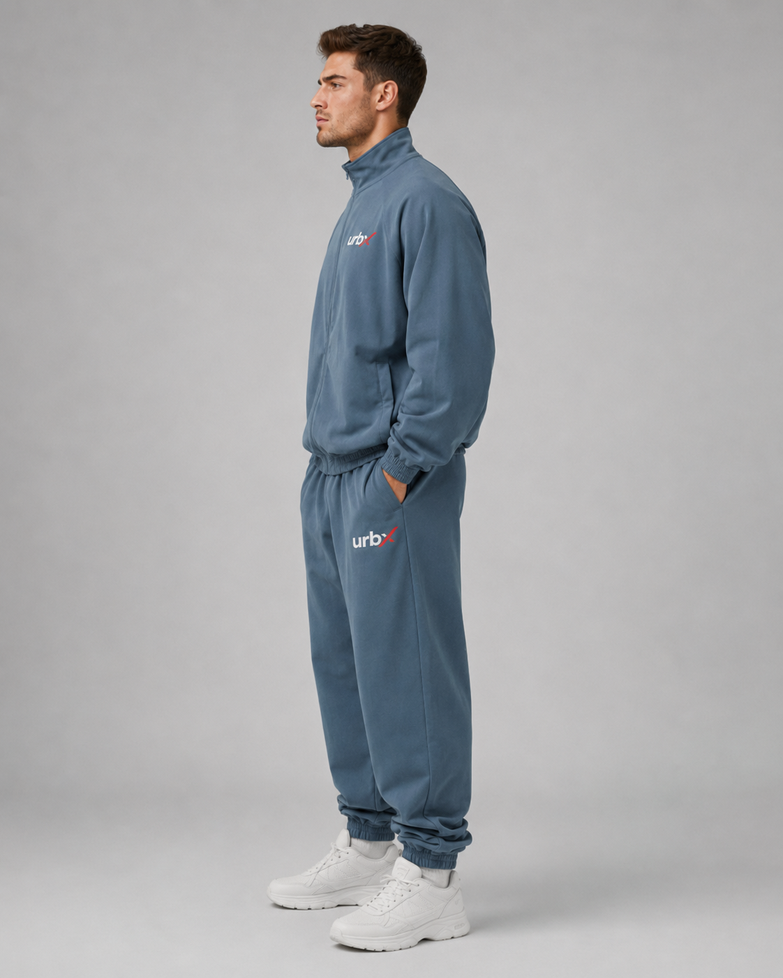 URBX Tracksuit Set Slate Blue - Side view right
