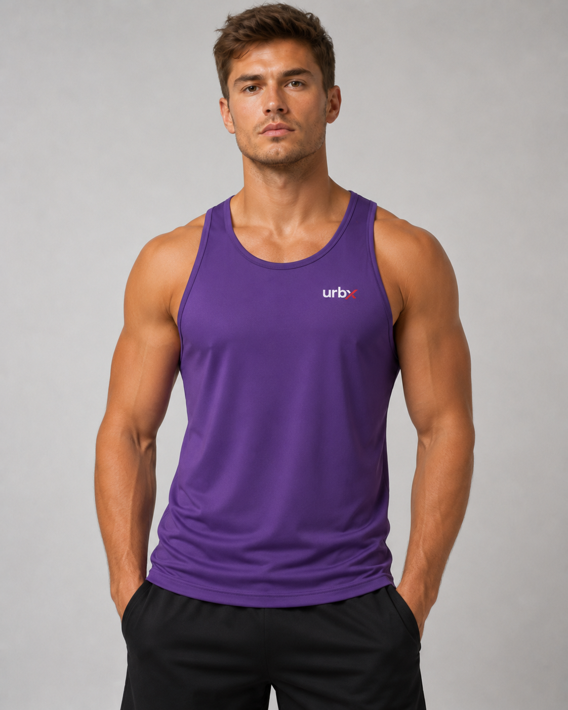 URBX Racerback Tank Purple – Front view