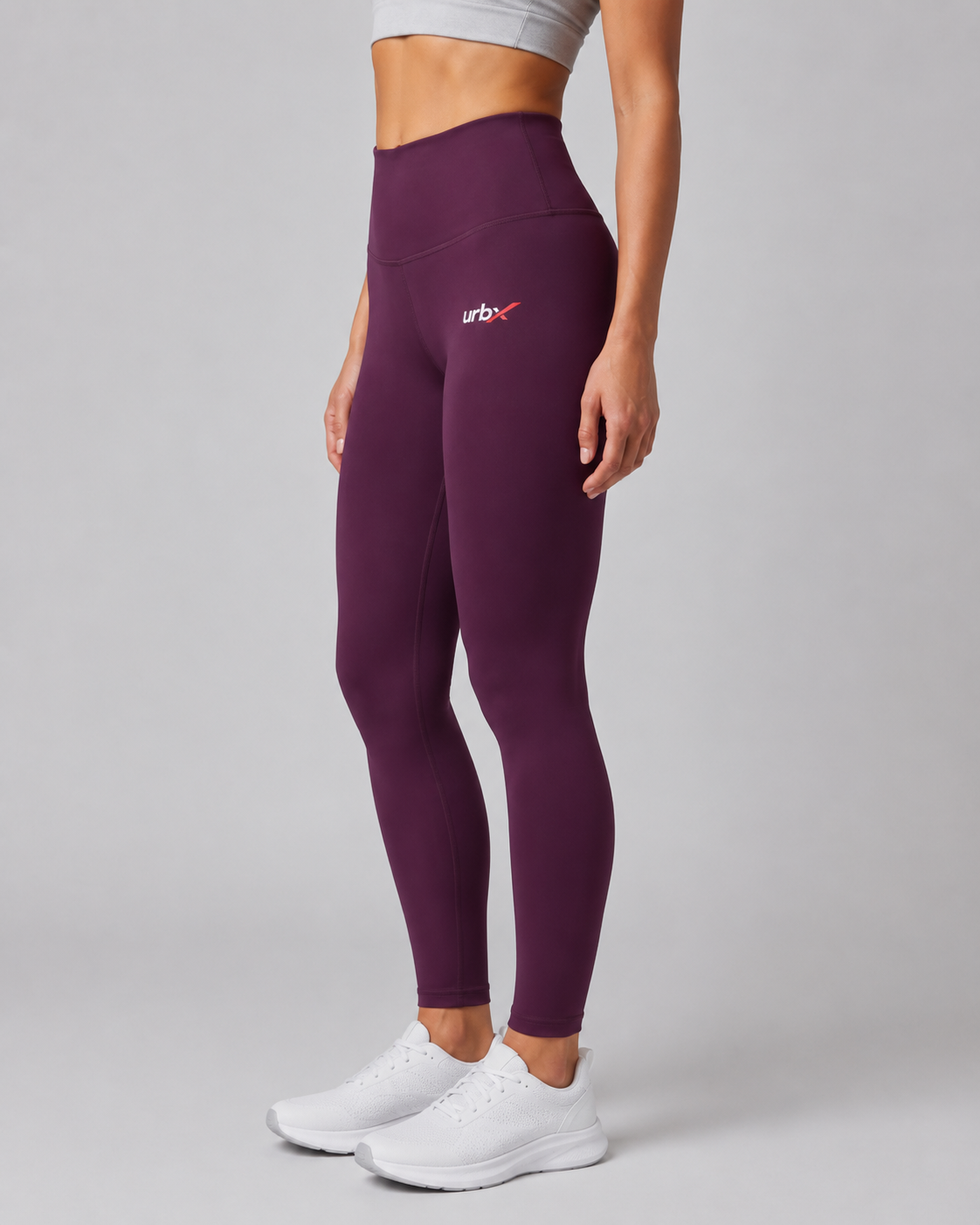 URBX High-Waist Performance Leggings Plum - Side Profile