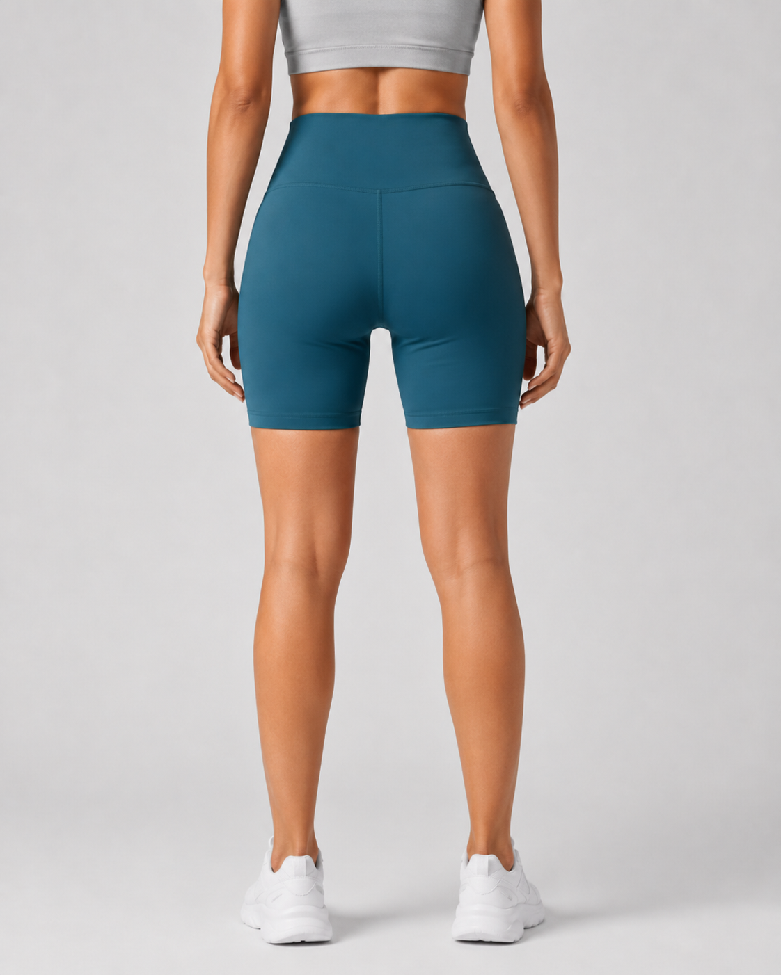 URBX High-Waist Biker Shorts Teal - Back View